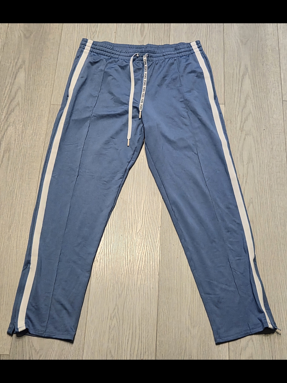 PINK Victoria's Secret Dusty Blue Track Pants with White Side Stripes